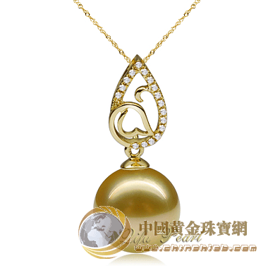 祺福珍珠工厂真供 18K黄金镶钻镶珍珠  时尚珍珠吊坠