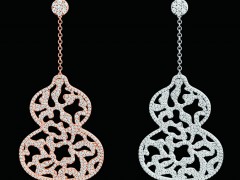 Qeelin Wulu系列最新作品：蕾丝葫芦钻石耳环